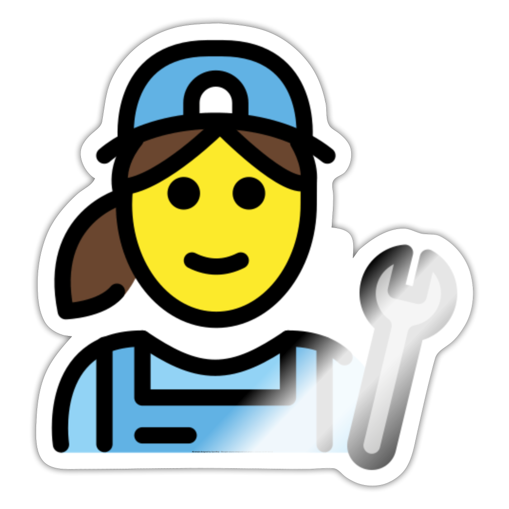 Woman Mechanic Moji Sticker - Emoji.Express - white glossy