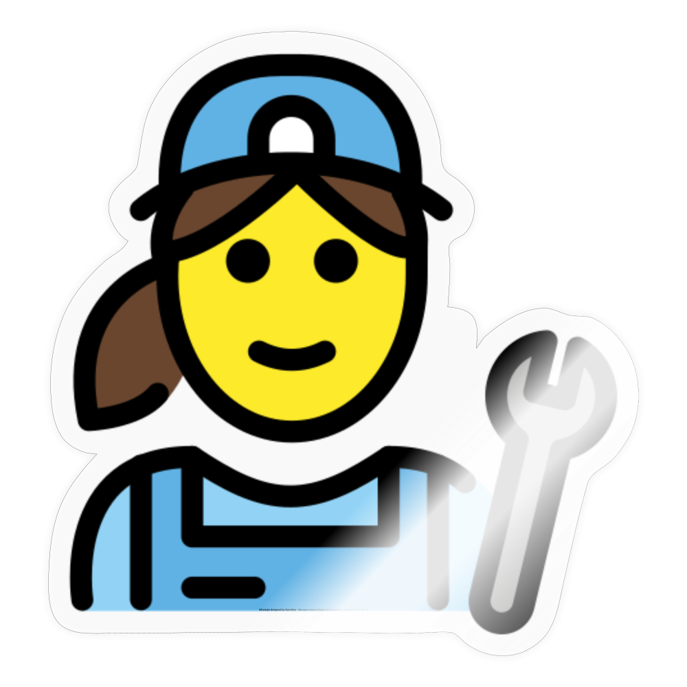 Woman Mechanic Moji Sticker - Emoji.Express - transparent glossy