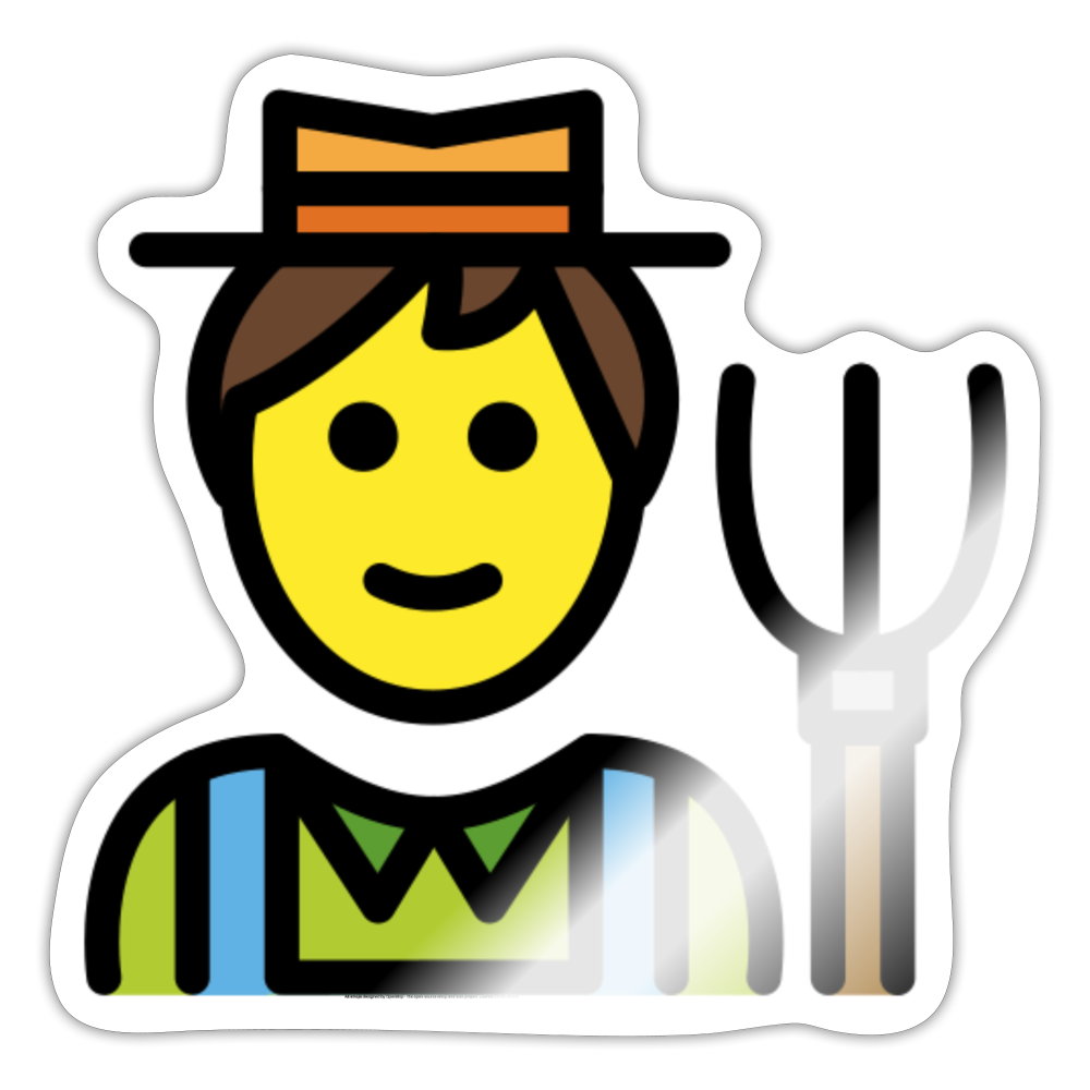 Man Farmer Moji Sticker - Emoji.Express - white glossy