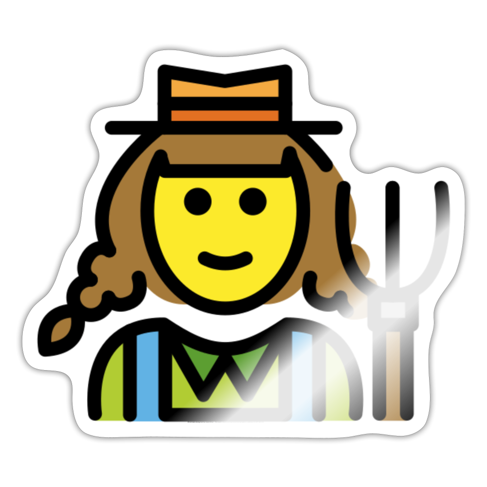 Woman Farmer Moji Sticker - Emoji.Express - white glossy