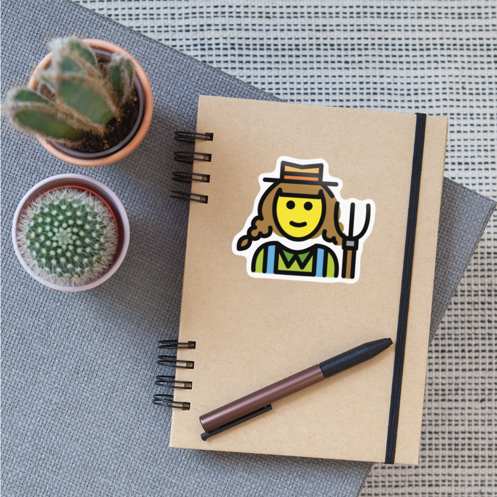 Woman Farmer Moji Sticker - Emoji.Express - white glossy