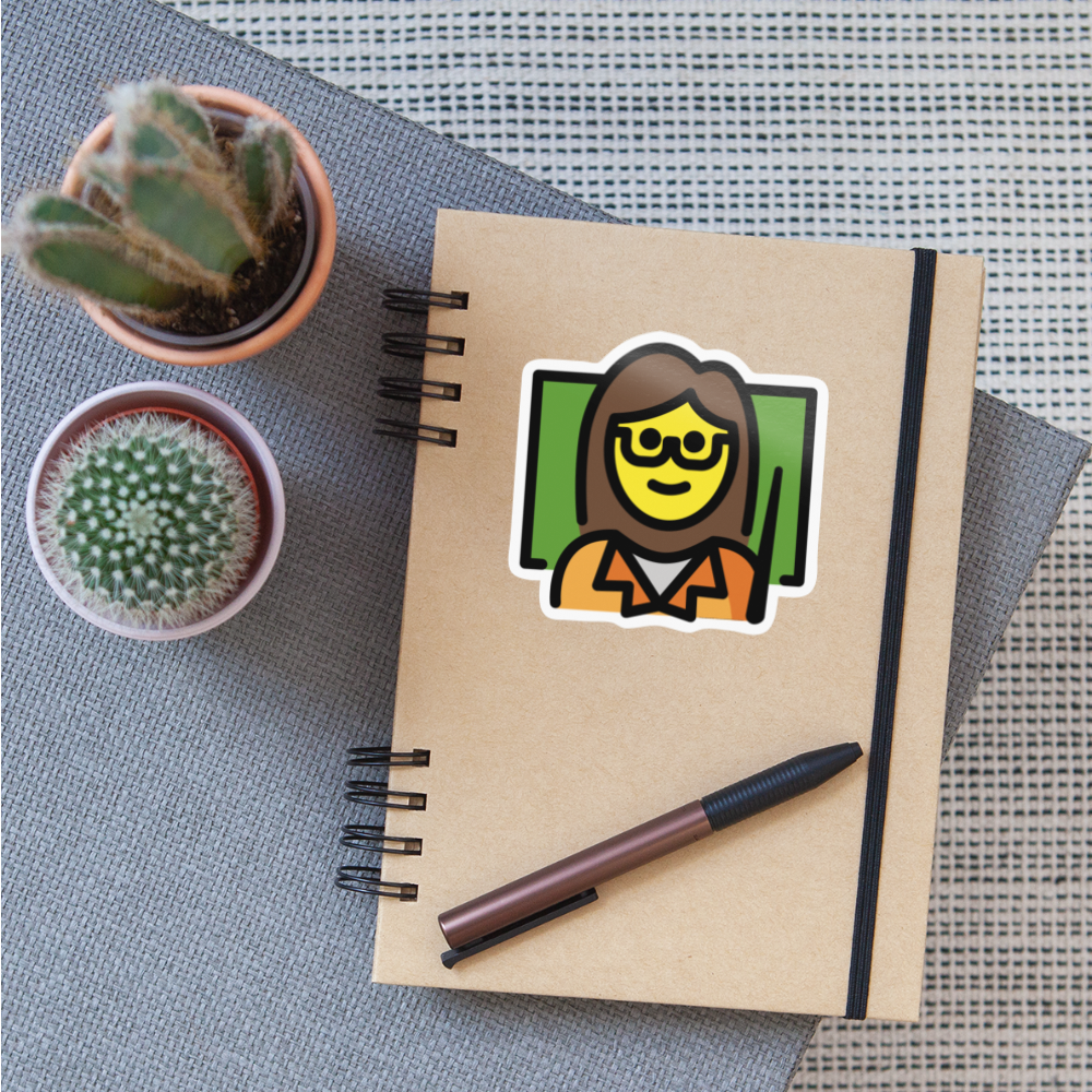 Woman Teacher Moji Sticker - Emoji.Express - white glossy