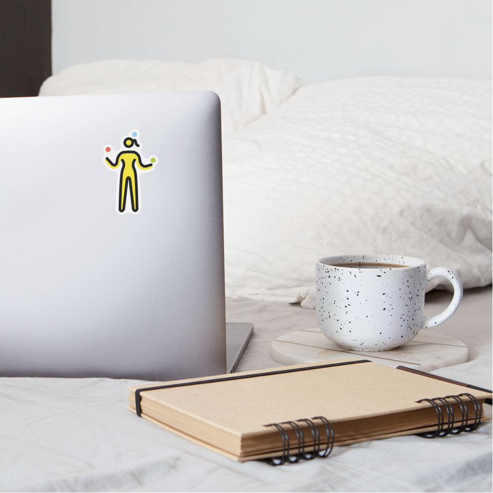 Woman Juggling Moji Sticker - Emoji.Express - white matte