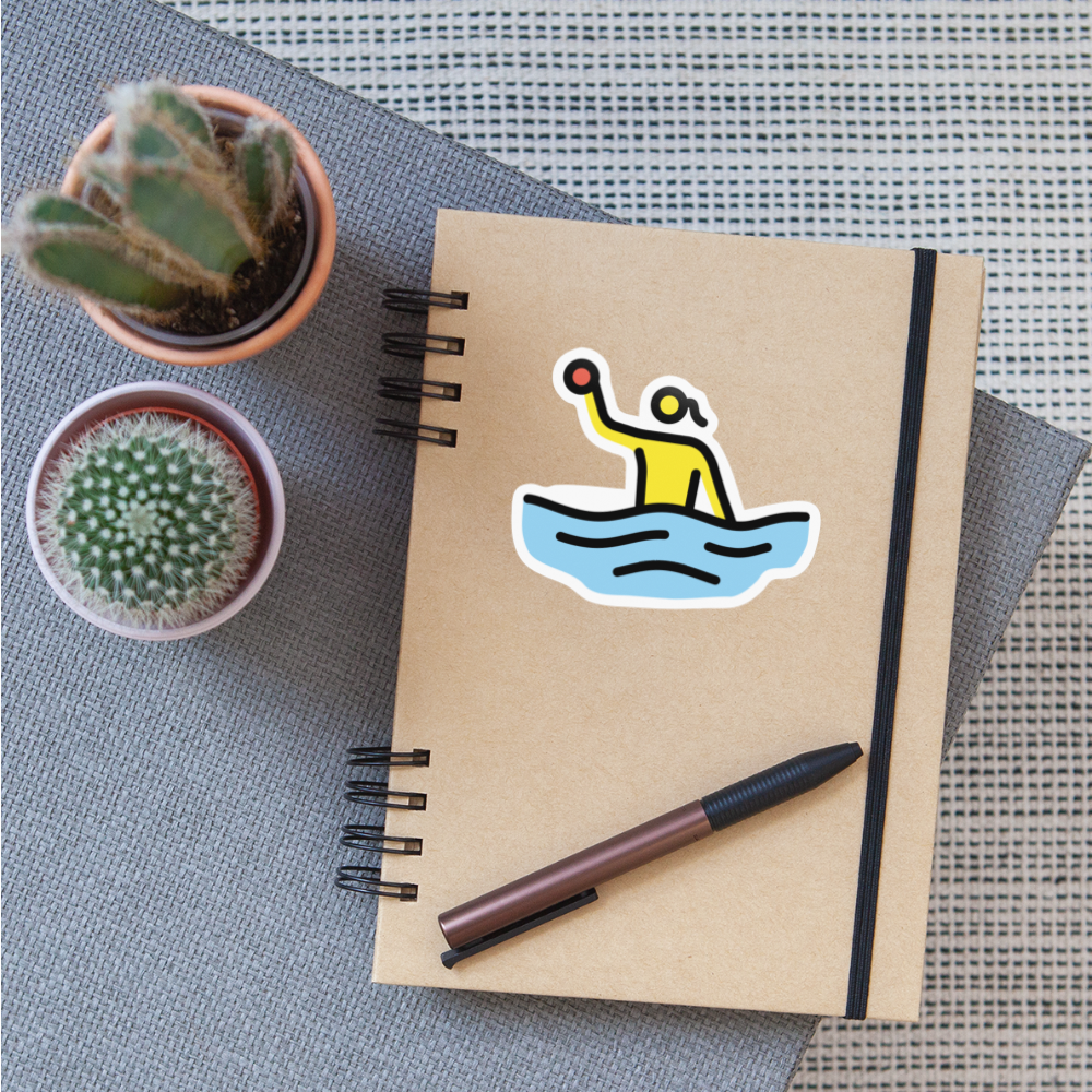 Woman Playing Water Polo Moji Sticker - Emoji.Express - white glossy