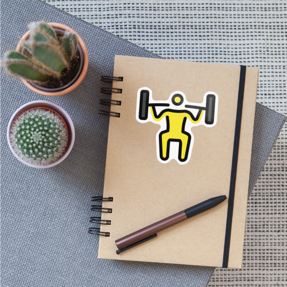 Person Lifting Weights Moji Sticker - Emoji.Express - white glossy