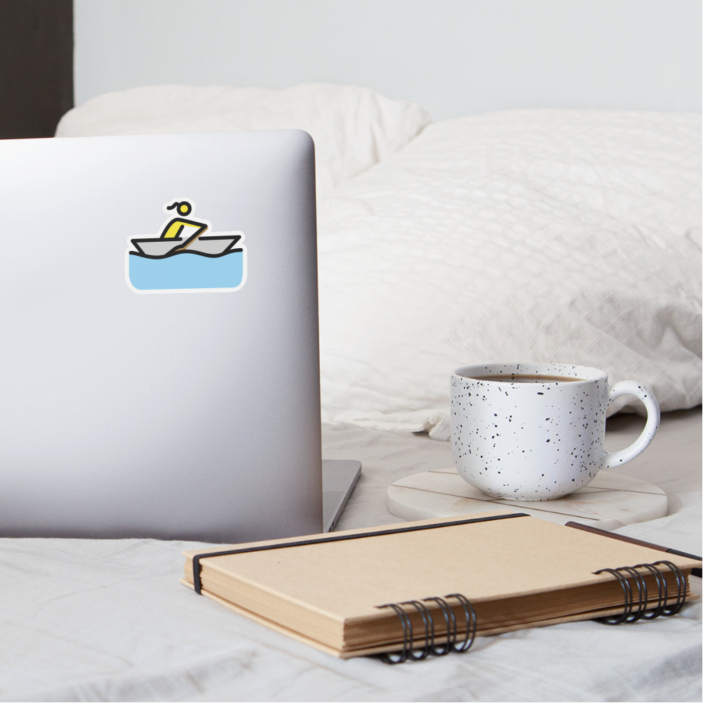 Woman Rowing Moji Sticker - Emoji.Express - white matte