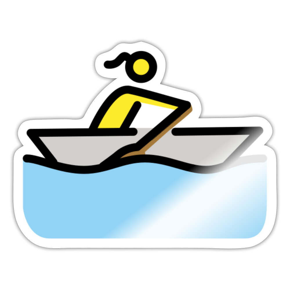 Woman Rowing Moji Sticker - Emoji.Express - white glossy