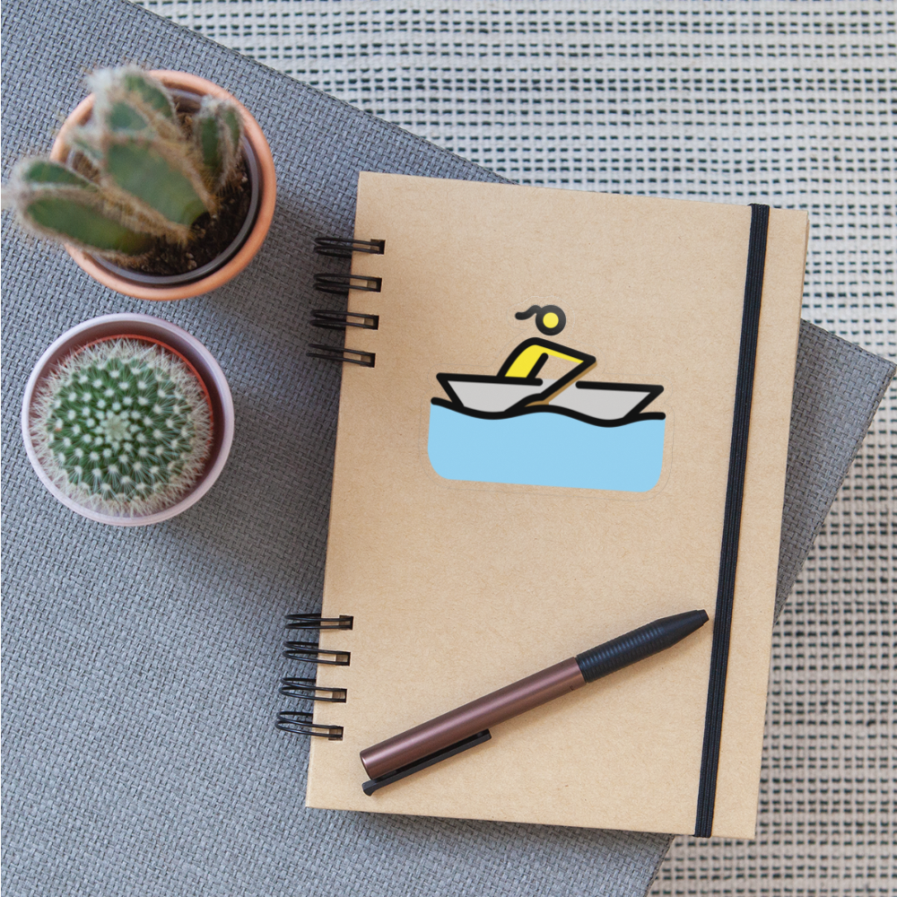 Woman Rowing Moji Sticker - Emoji.Express - transparent glossy