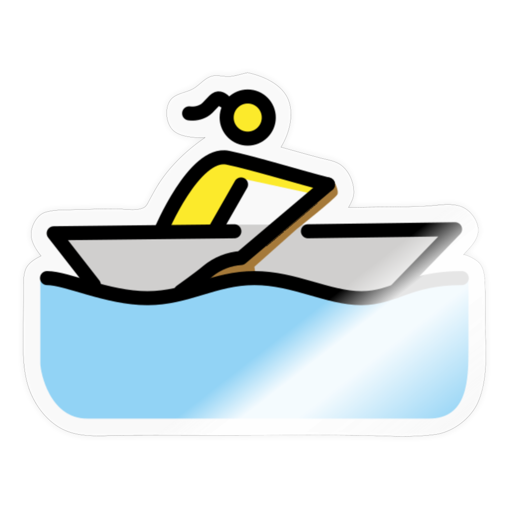 Woman Rowing Moji Sticker - Emoji.Express - transparent glossy