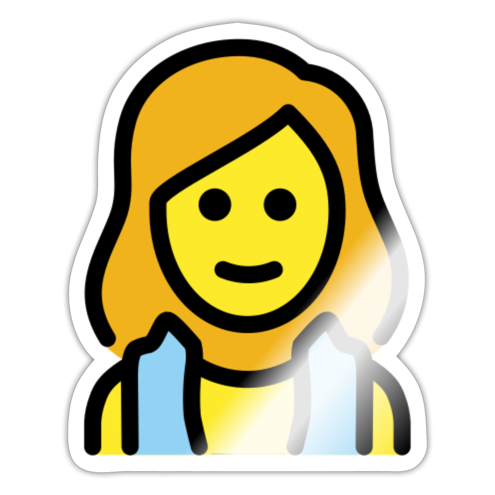 Woman in Steamy Room Moji Sticker - Emoji.Express - white glossy