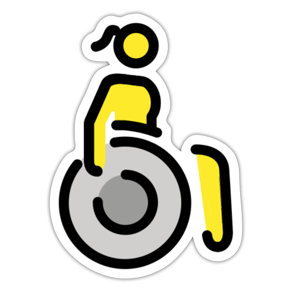 Woman in Manual Wheelchair Moji Sticker - Emoji.Express - white matte