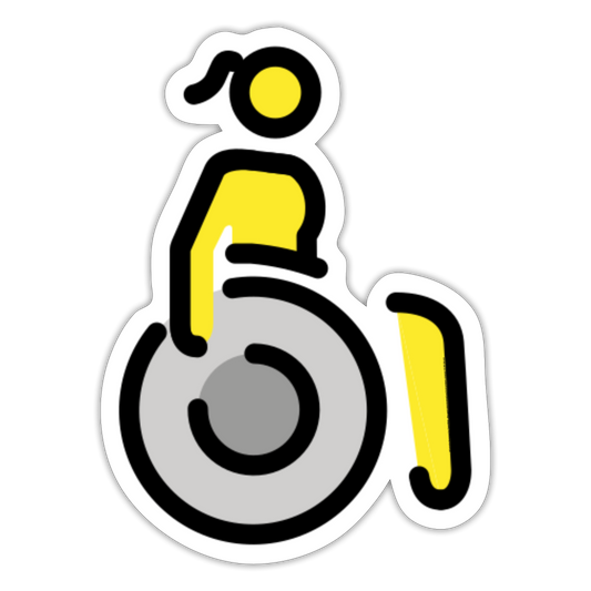 Woman in Manual Wheelchair Moji Sticker - Emoji.Express - white matte