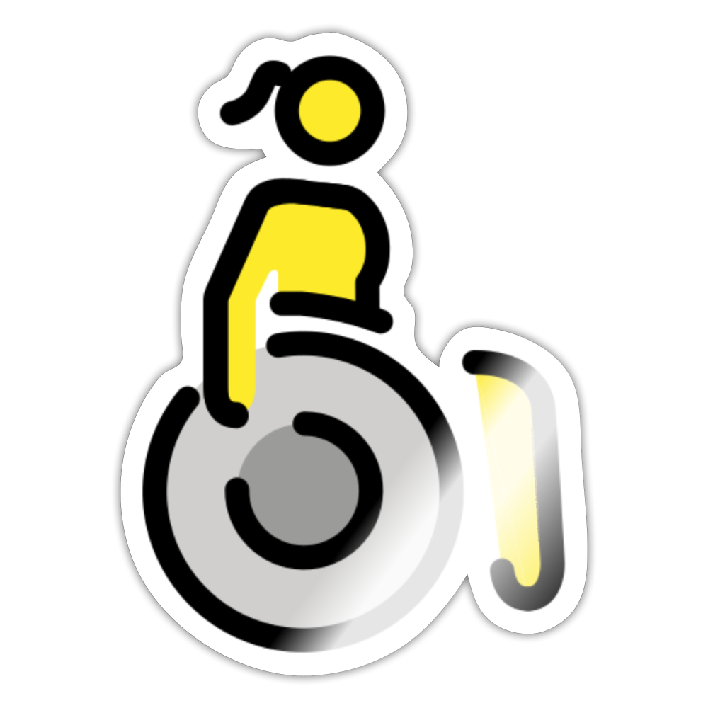 Woman in Manual Wheelchair Moji Sticker - Emoji.Express - white glossy