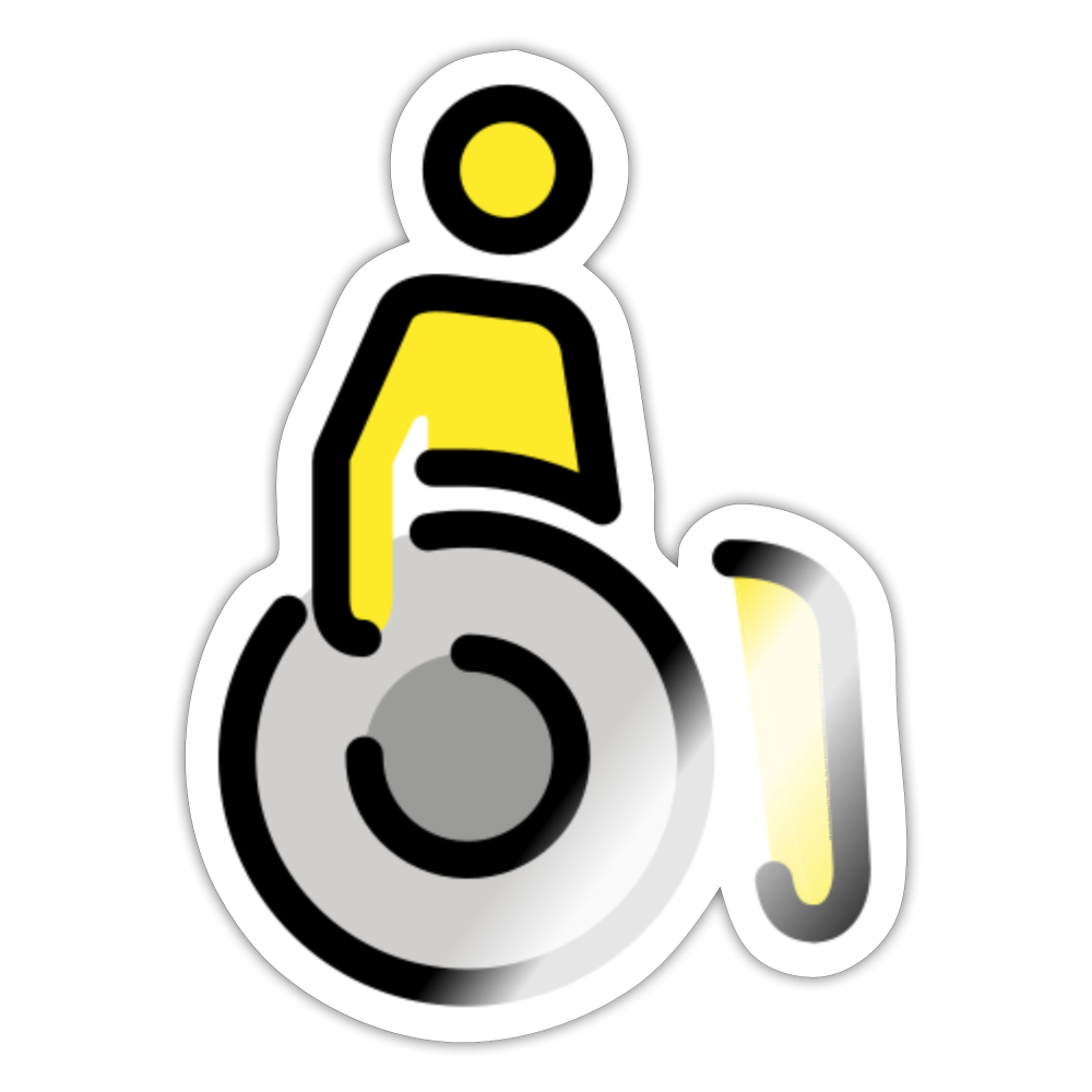 Man in Manual Wheelchair Moji Sticker - Emoji.Express - white glossy