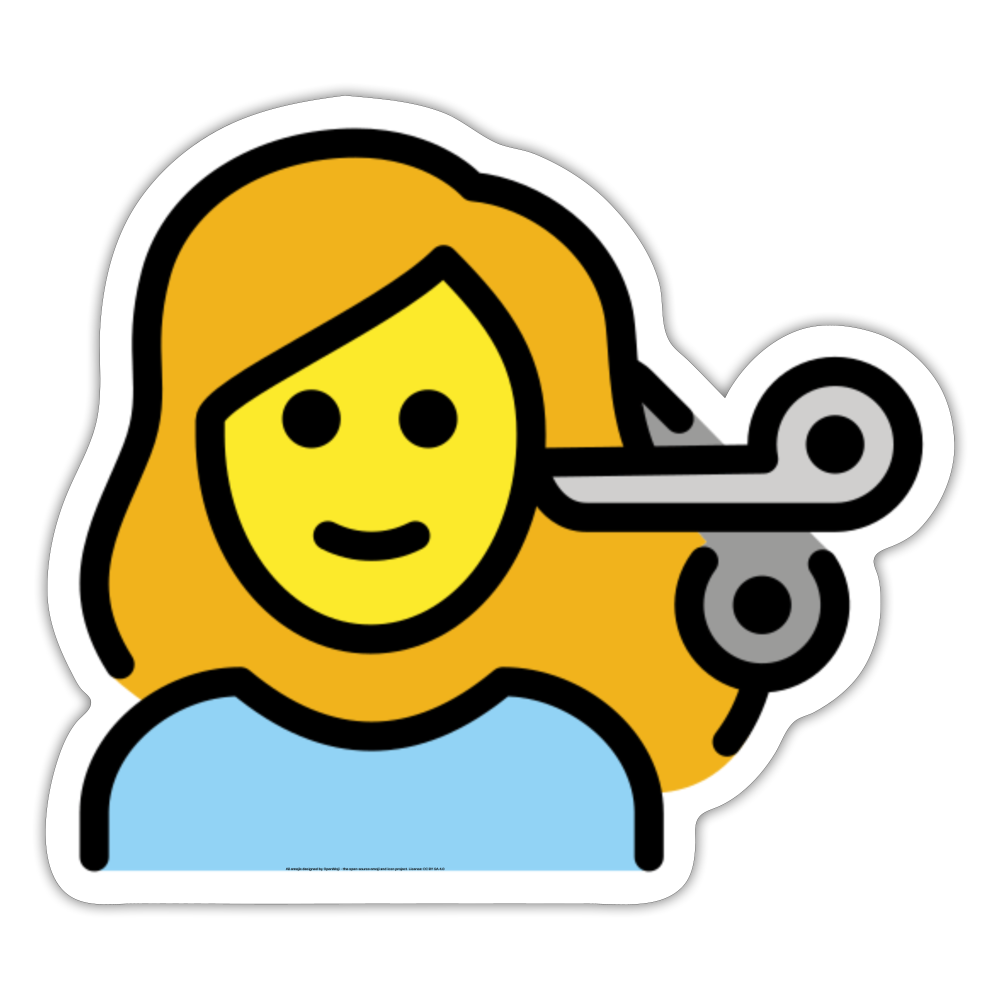 Woman Getting Haircut Moji Sticker - Emoji.Express - white matte