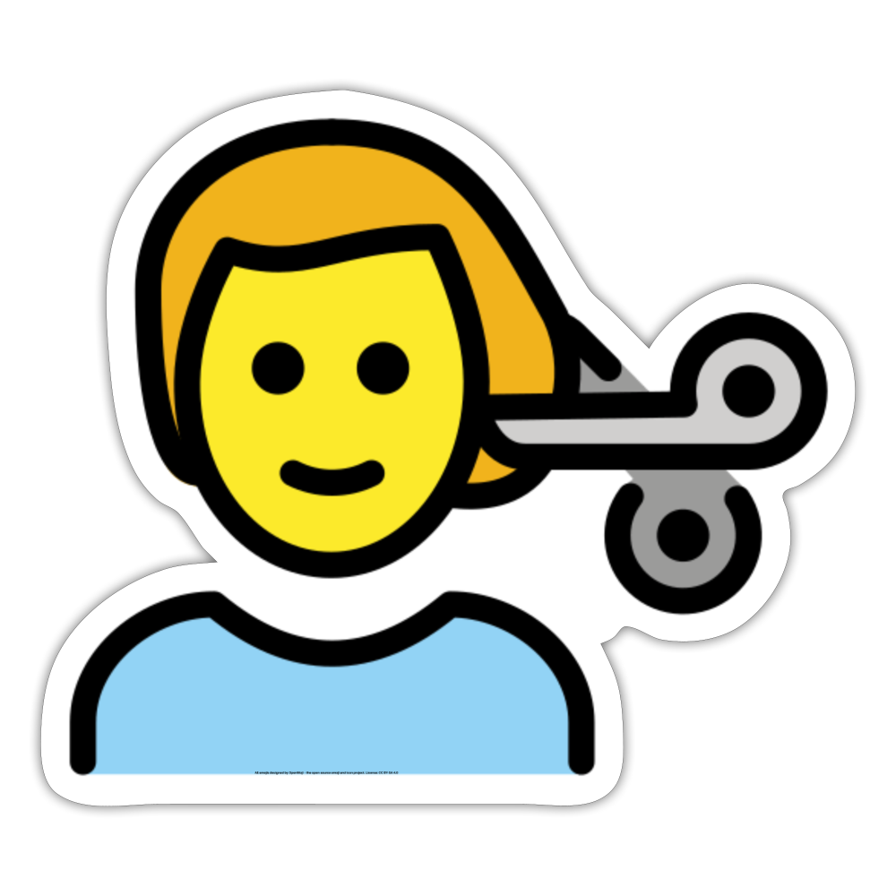 Man Getting Haircut Moji Sticker - Emoji.Express - white matte