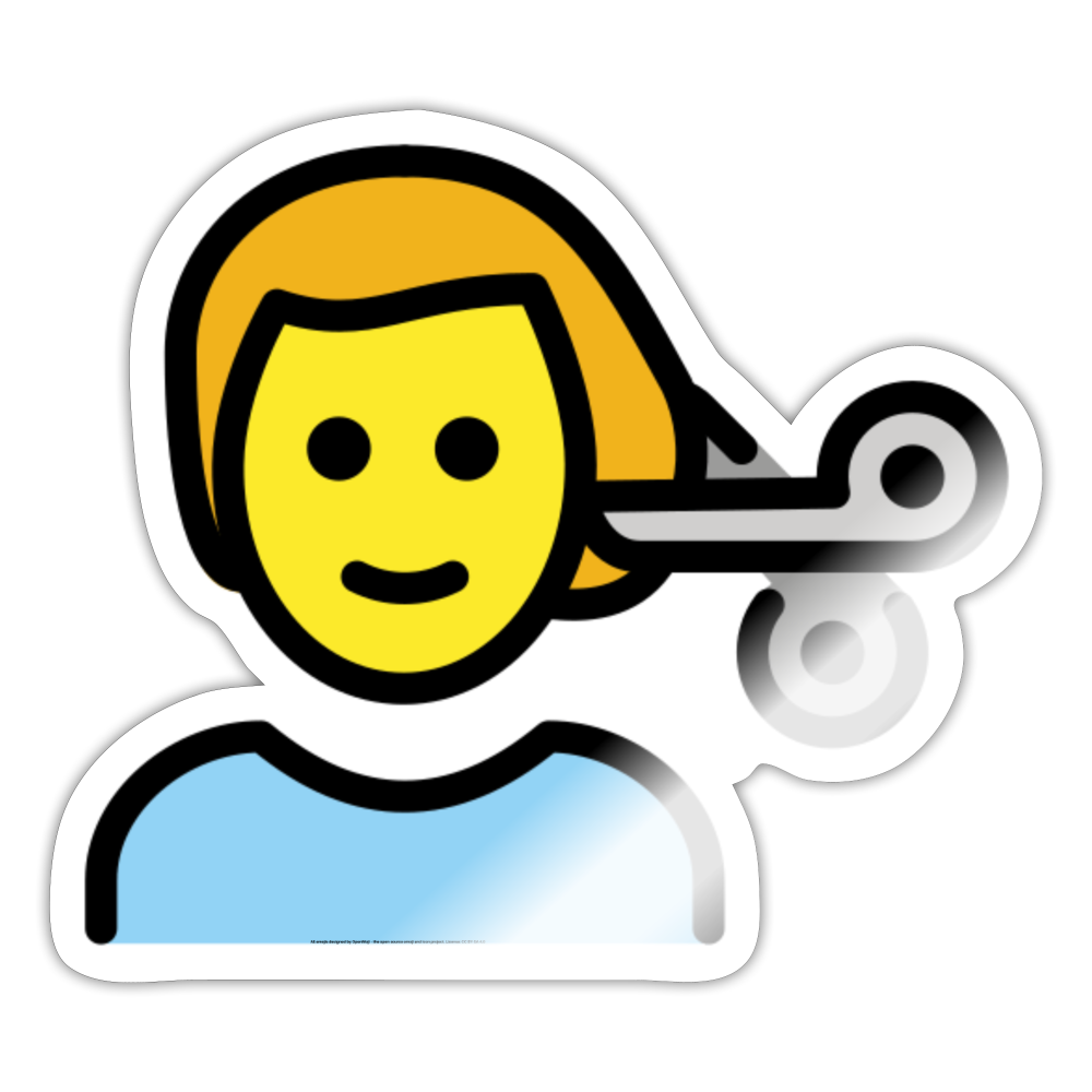 Man Getting Haircut Moji Sticker - Emoji.Express - white glossy