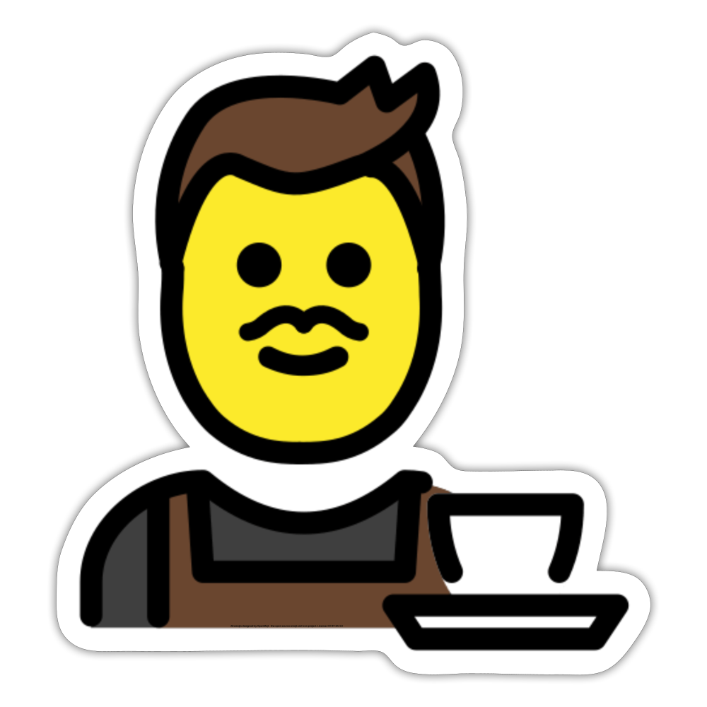 Man Barista Moji Sticker - Emoji.Express - white matte