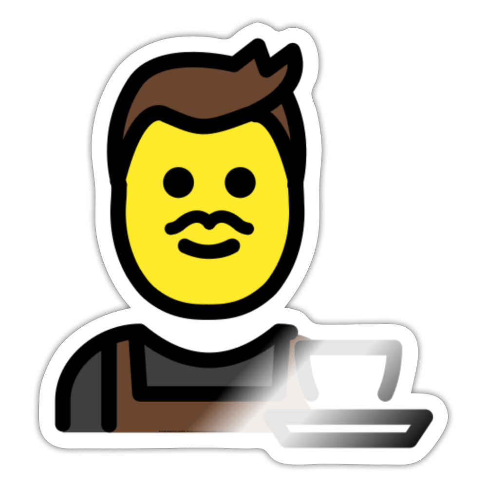 Man Barista Moji Sticker - Emoji.Express - white glossy