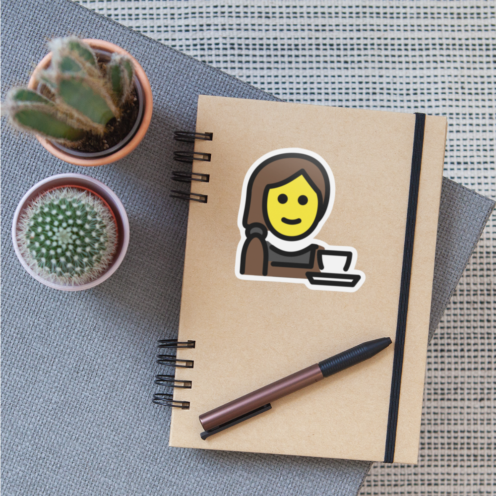 Woman Barista Moji Sticker - Emoji.Express - white matte