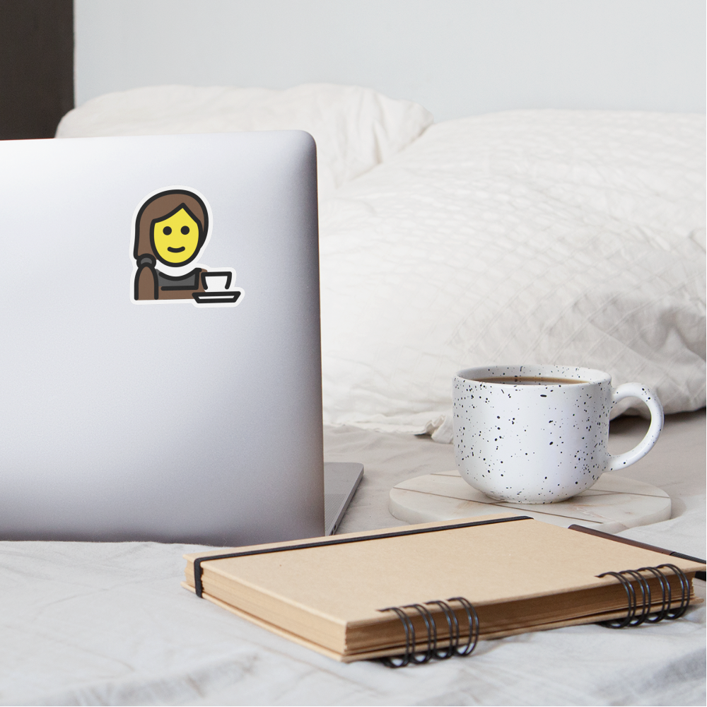 Woman Barista Moji Sticker - Emoji.Express - white matte