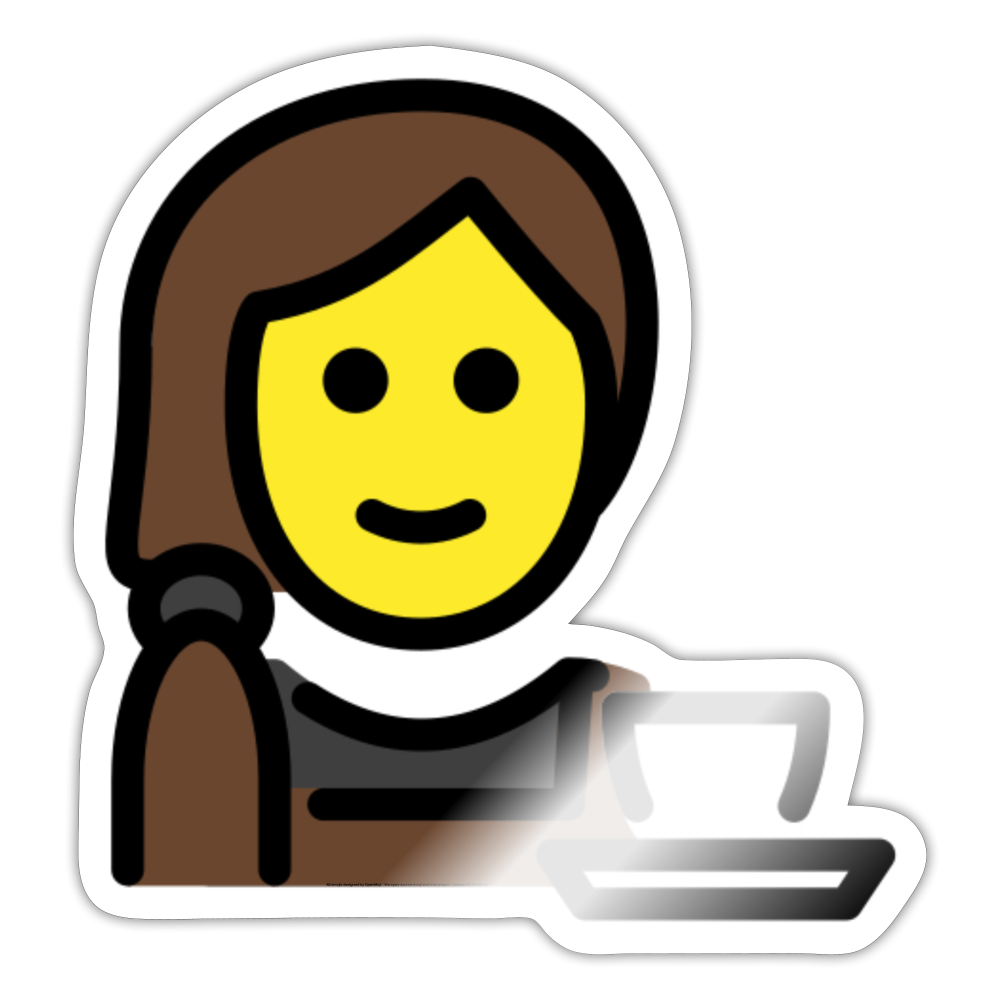 Woman Barista Moji Sticker - Emoji.Express - white glossy