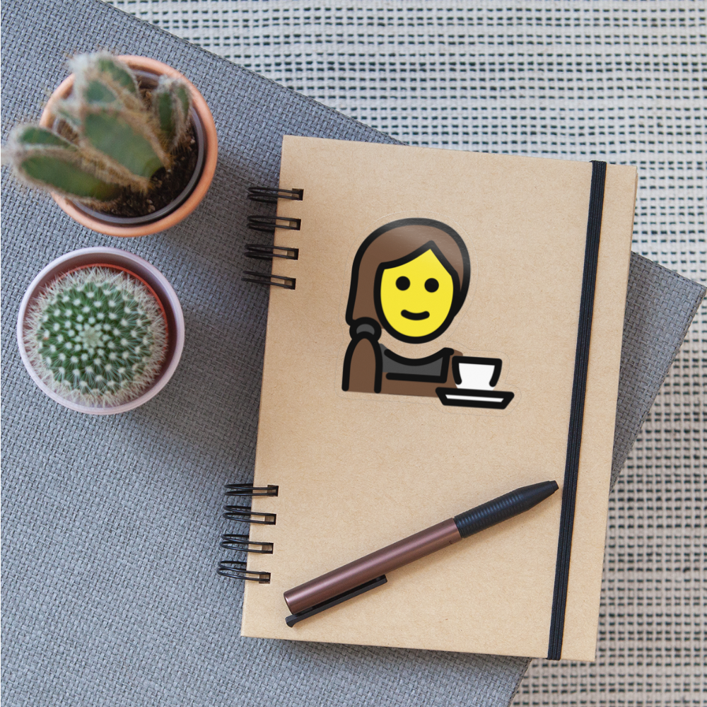 Woman Barista Moji Sticker - Emoji.Express - transparent glossy