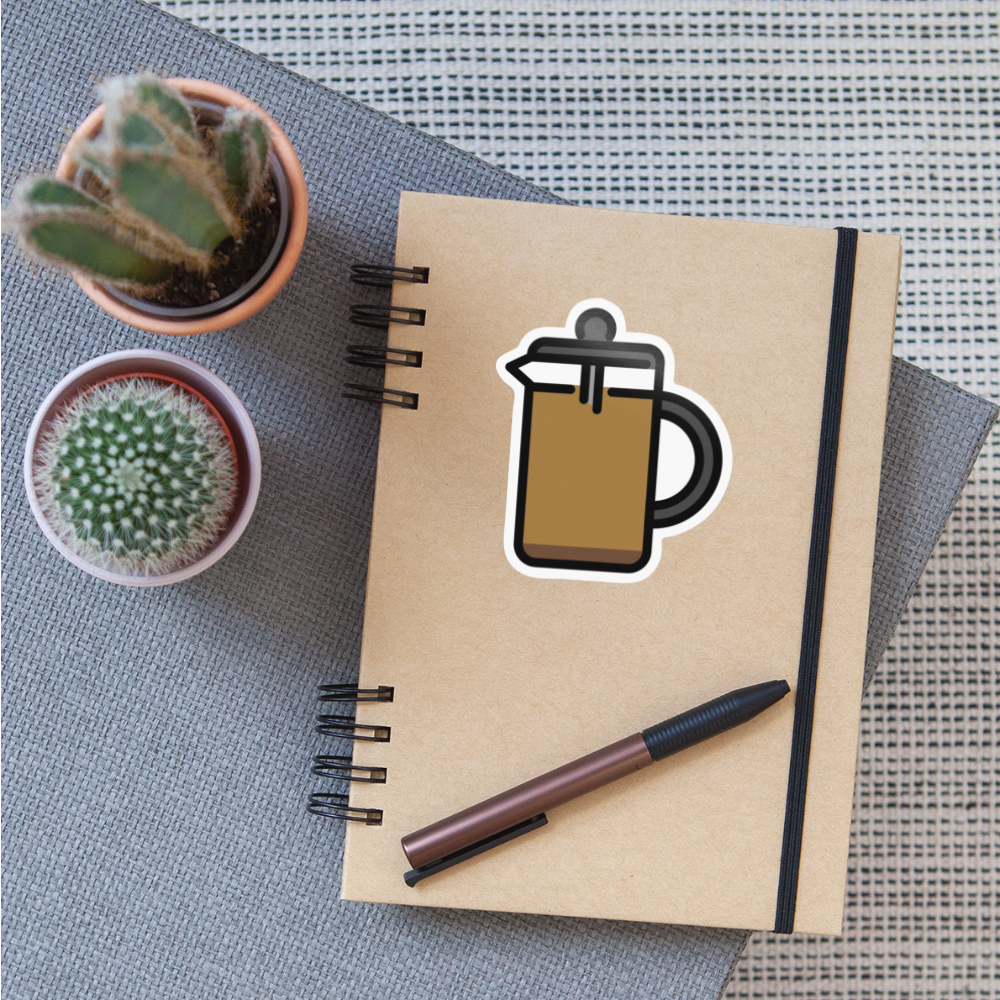 French Press Moji Sticker - Emoji.Express - white glossy