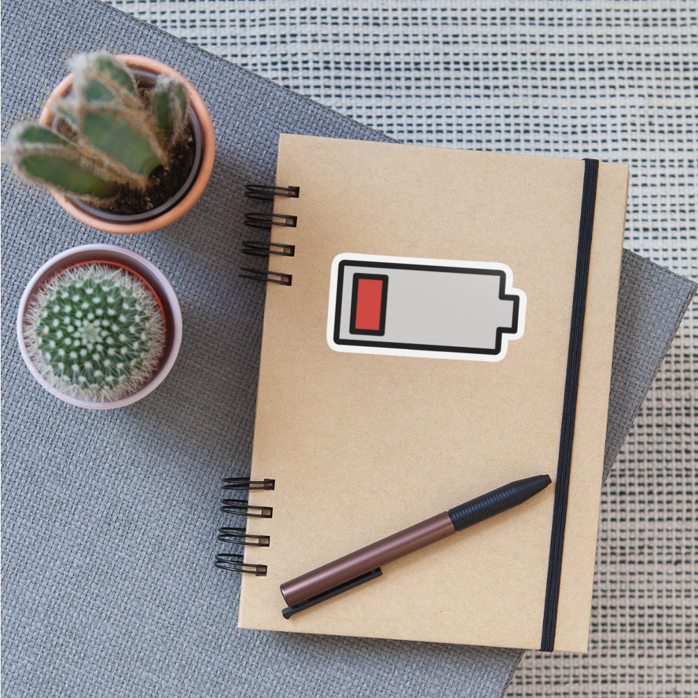 Low Battery Moji Sticker - Emoji.Express - white matte