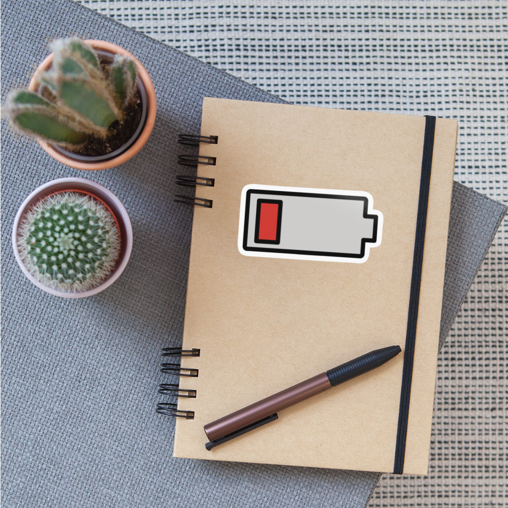Low Battery Moji Sticker - Emoji.Express - white glossy