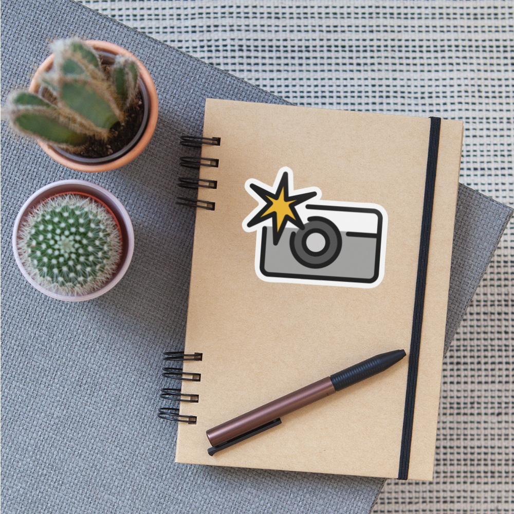 Camera with Flash Moji Sticker - Emoji.Express - white matte