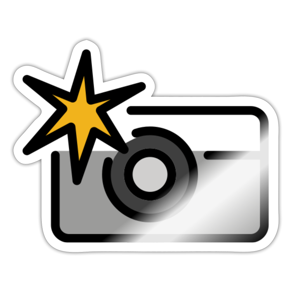 Camera with Flash Moji Sticker - Emoji.Express - white glossy