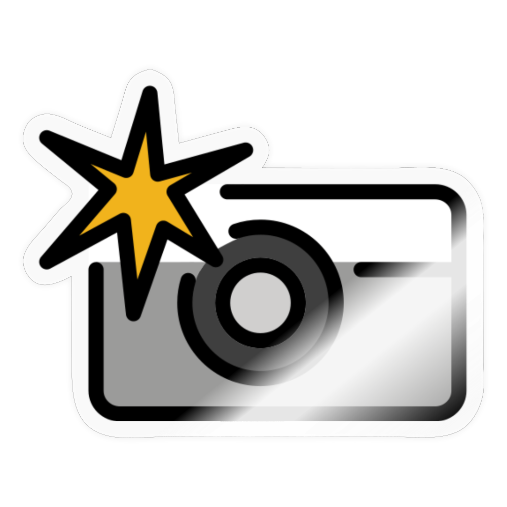 Camera with Flash Moji Sticker - Emoji.Express - transparent glossy