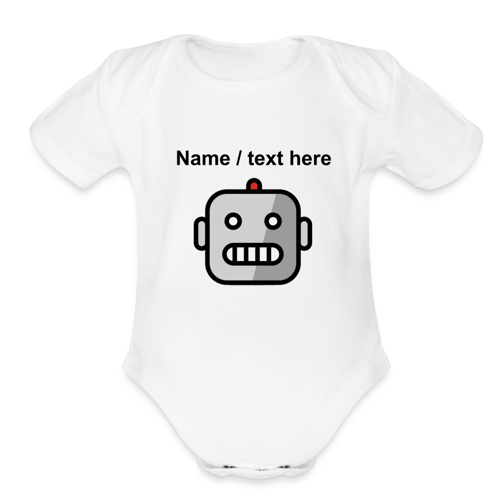 Robot Moji Organic Short Sleeve Baby Bodysuit - Emoji.Express - white