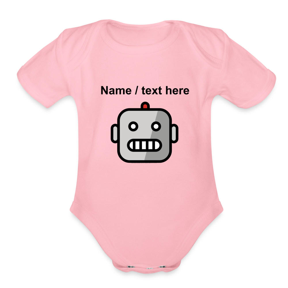 Robot Moji Organic Short Sleeve Baby Bodysuit - Emoji.Express - light pink