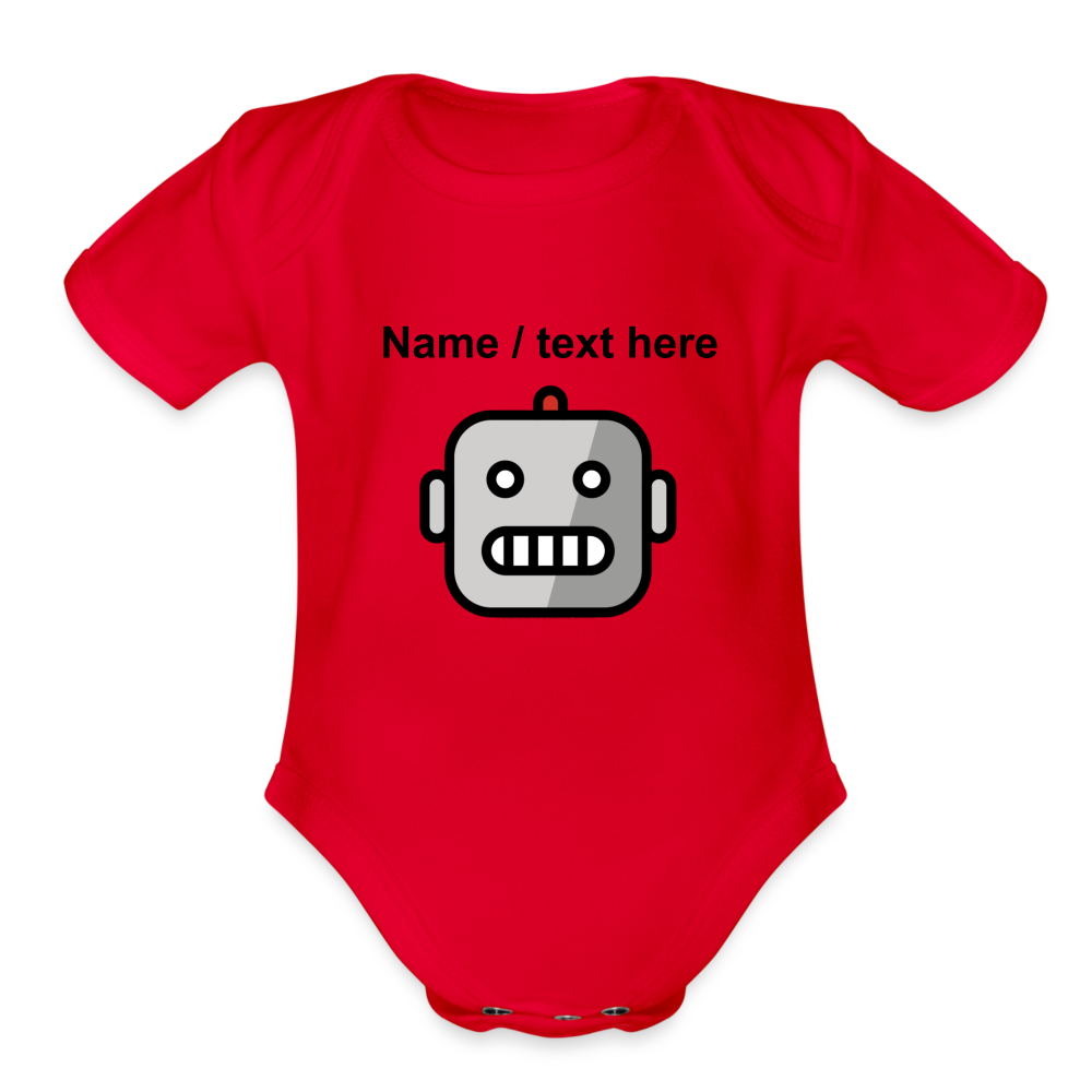 Robot Moji Organic Short Sleeve Baby Bodysuit - Emoji.Express - red