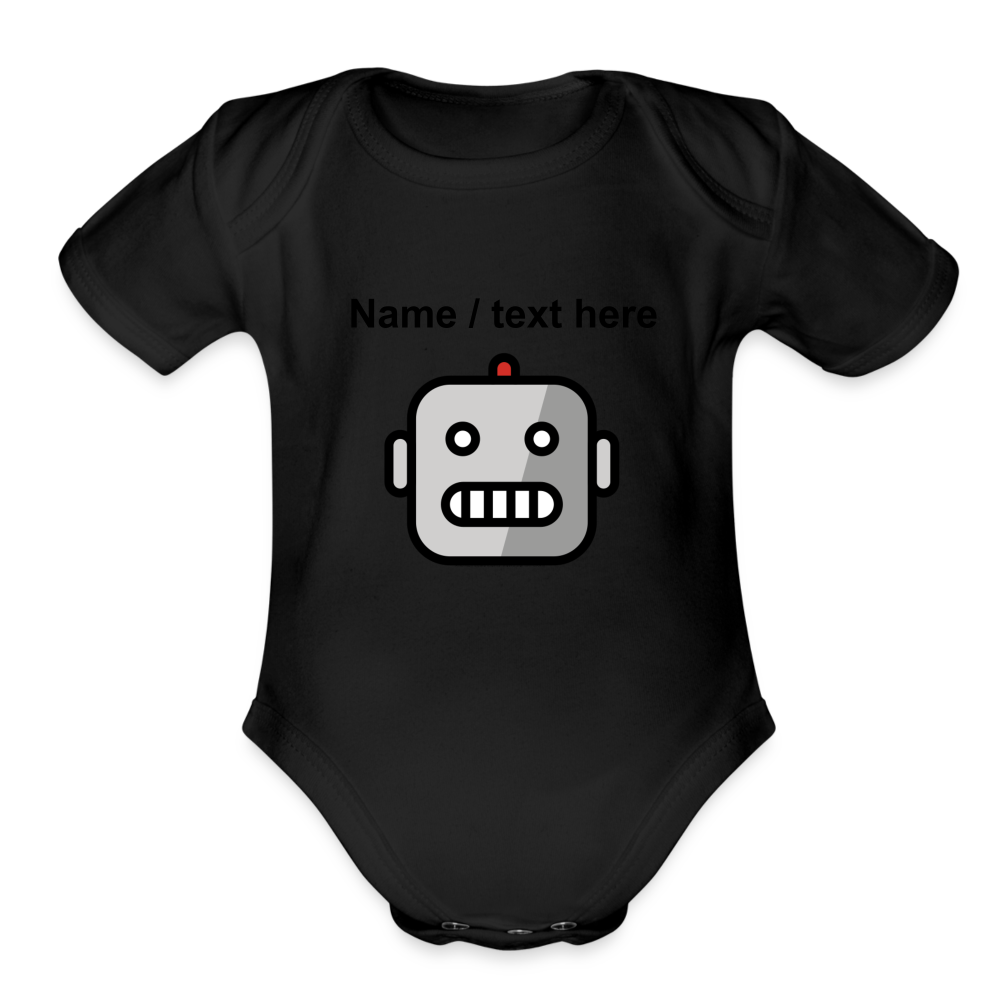 Robot Moji Organic Short Sleeve Baby Bodysuit - Emoji.Express - black