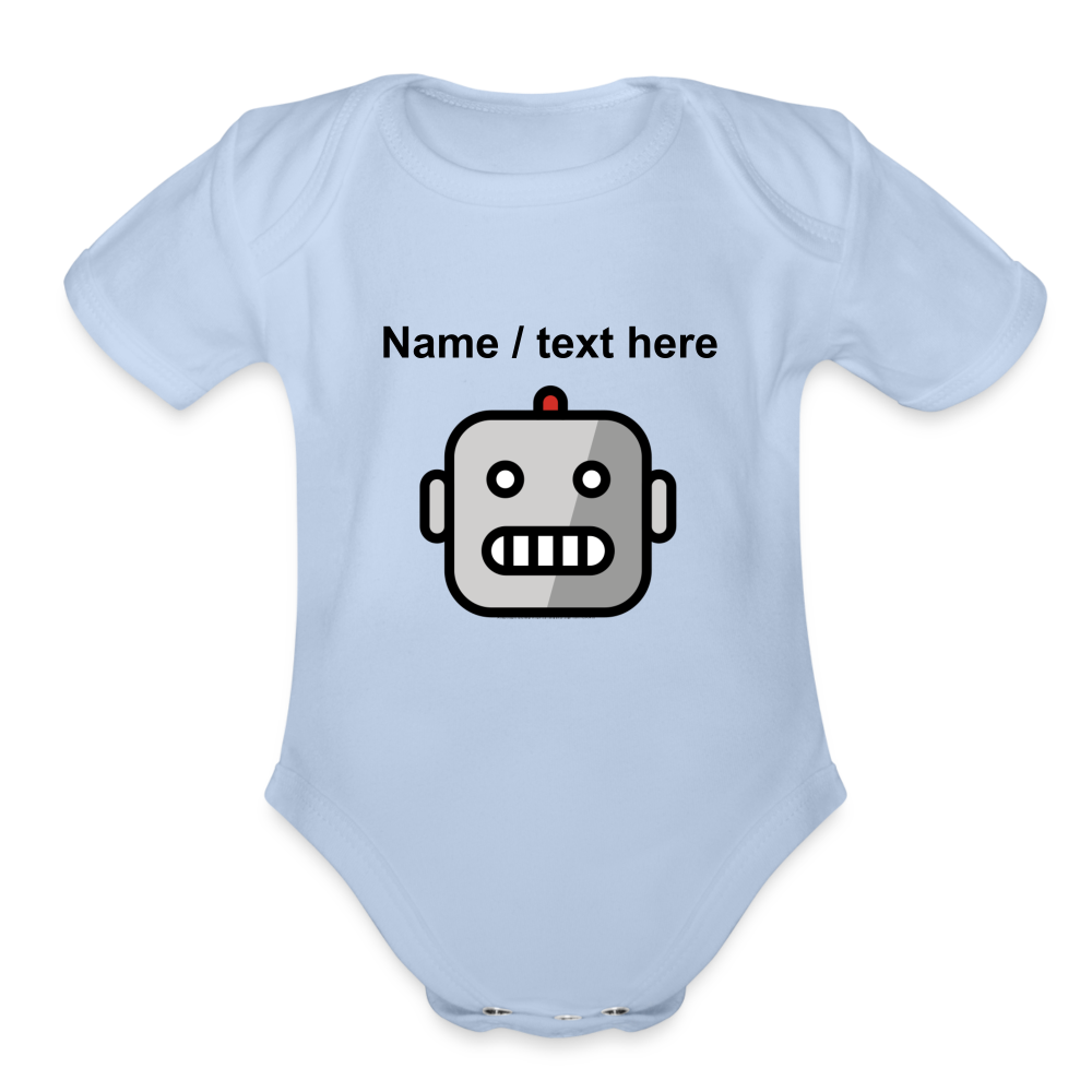 Robot Moji Organic Short Sleeve Baby Bodysuit - Emoji.Express - sky