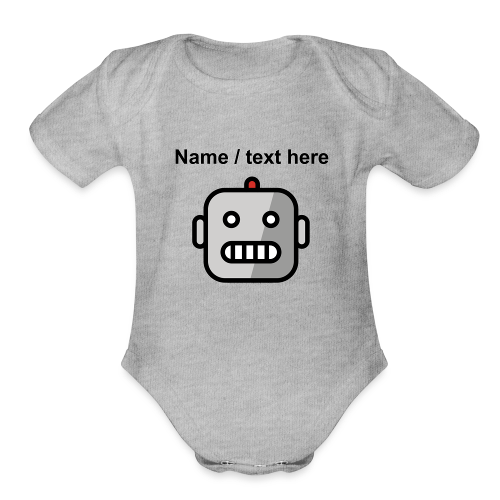 Robot Moji Organic Short Sleeve Baby Bodysuit - Emoji.Express - heather grey