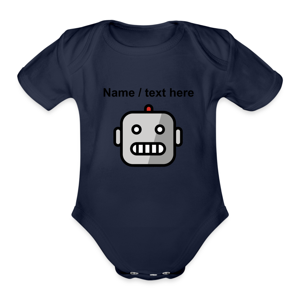 Robot Moji Organic Short Sleeve Baby Bodysuit - Emoji.Express - dark navy
