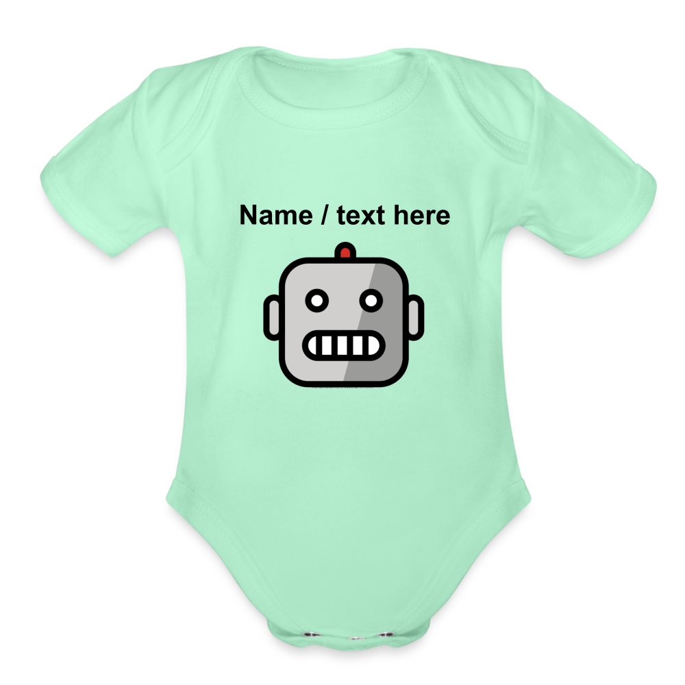 Robot Moji Organic Short Sleeve Baby Bodysuit - Emoji.Express - light mint