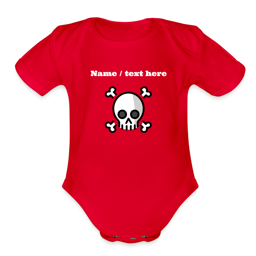 Skull and Crossbones Moji Organic Short Sleeve Baby Bodysuit - Emoji.Express - red