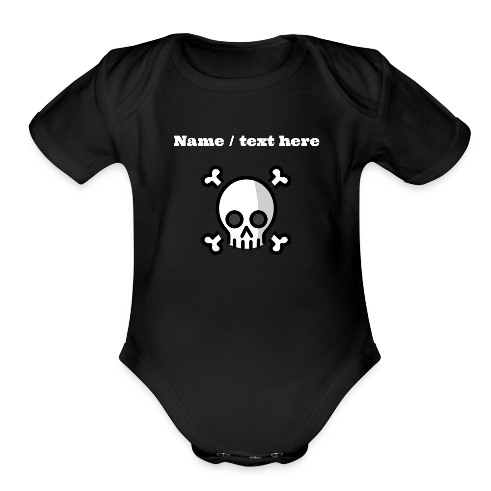 Skull and Crossbones Moji Organic Short Sleeve Baby Bodysuit - Emoji.Express - black