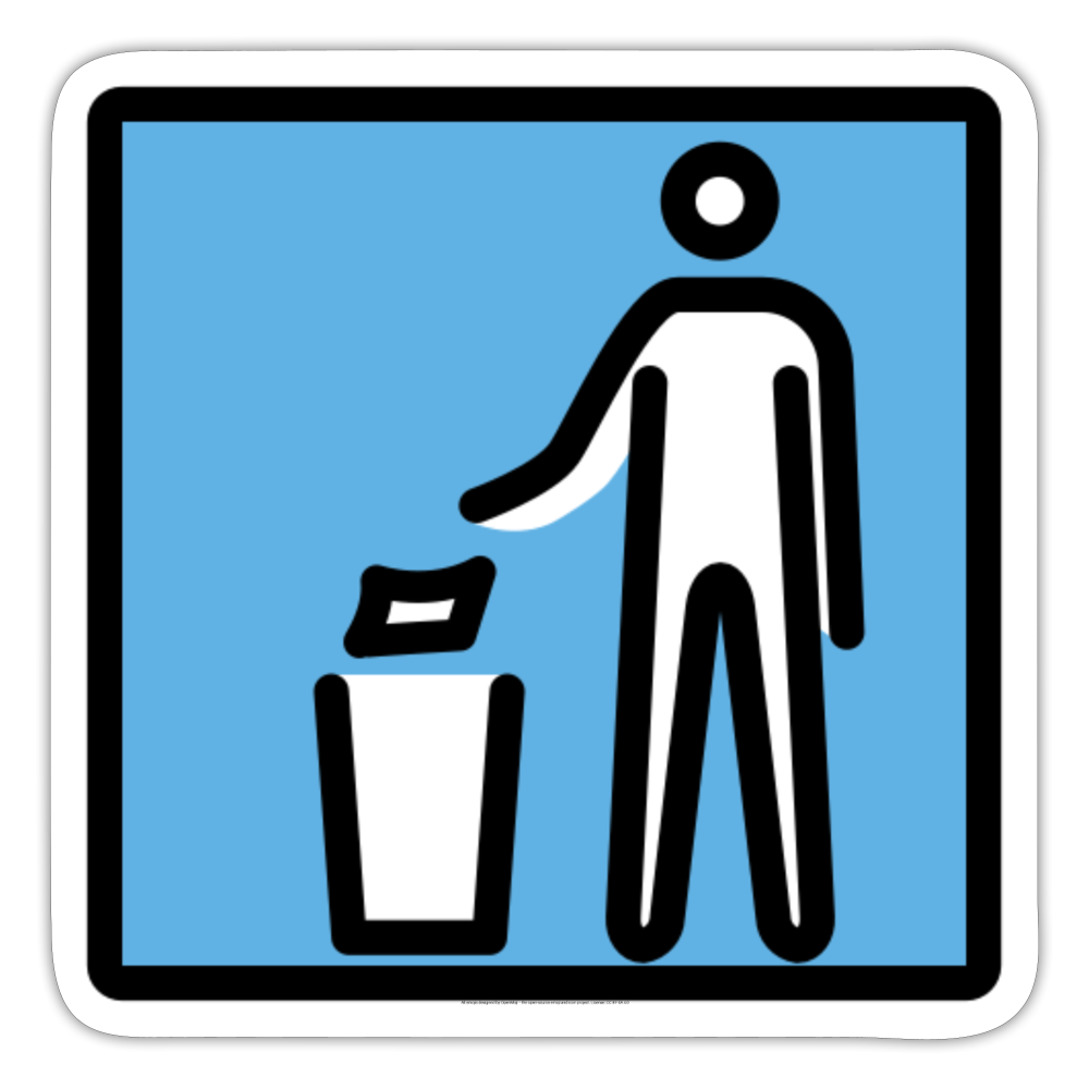 Litter in Bin Sign Moji Sticker - Emoji.Express - white matte
