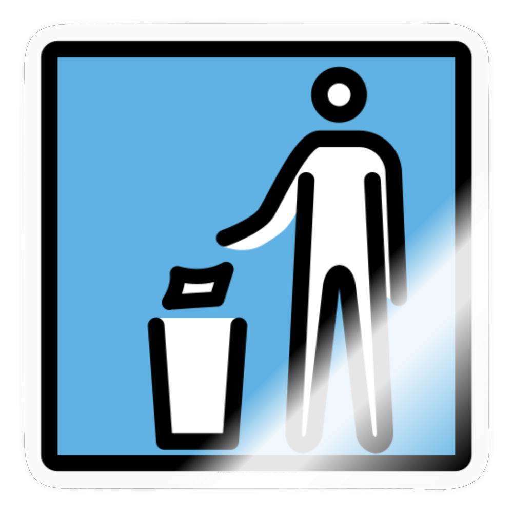 Litter in Bin Sign Moji Sticker - Emoji.Express - transparent glossy