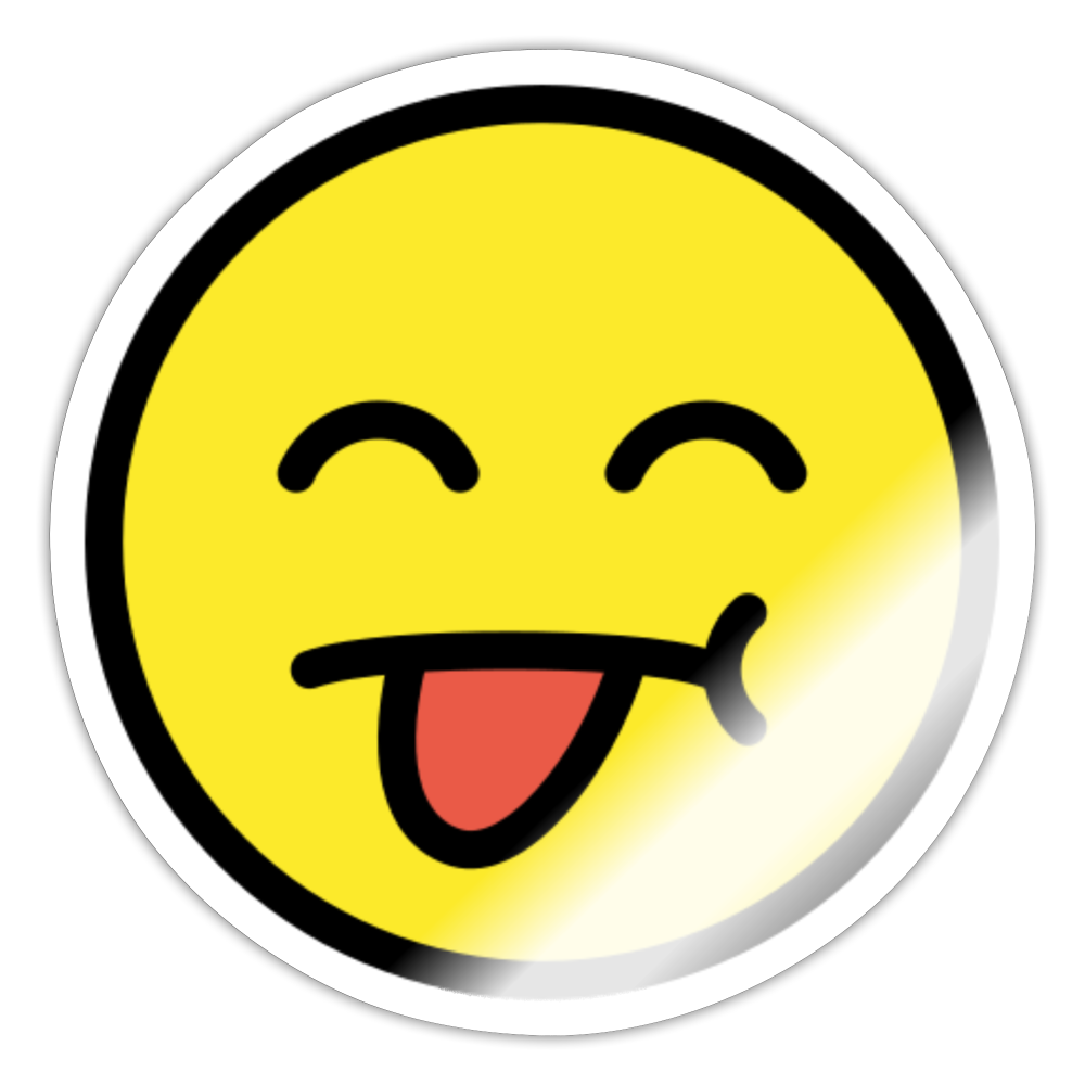 Annoyed Face with Tongue Moji Sticker - Emoji.Express - white glossy