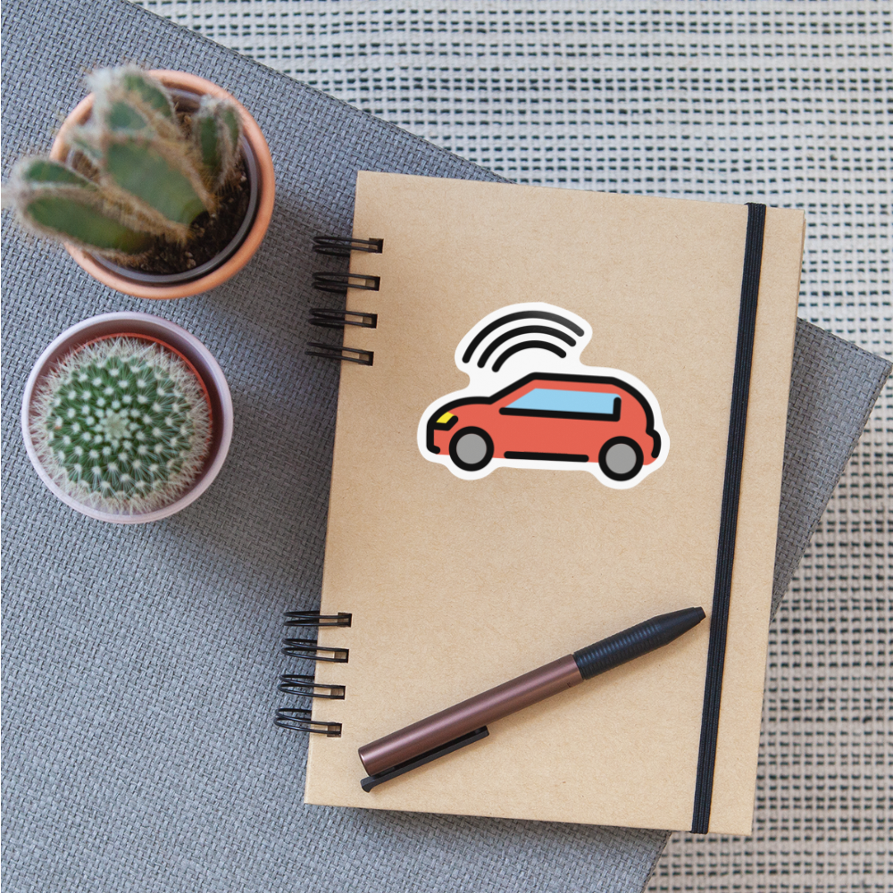 Autonomous Car Moji Sticker - Emoji.Express - white glossy